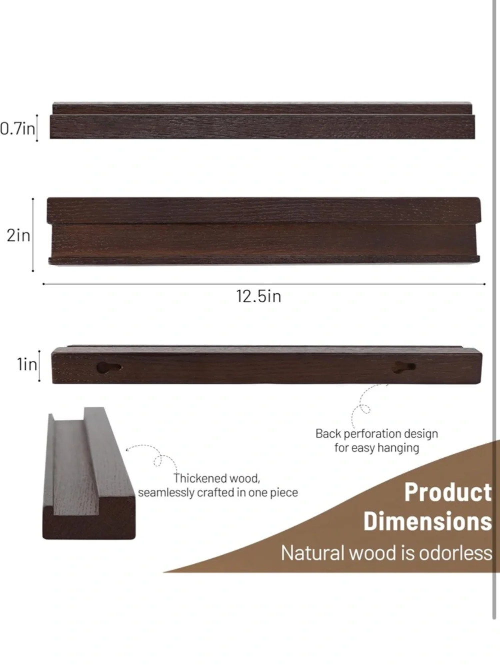 Floating Display Wall Shelf Pair in Dark walnut